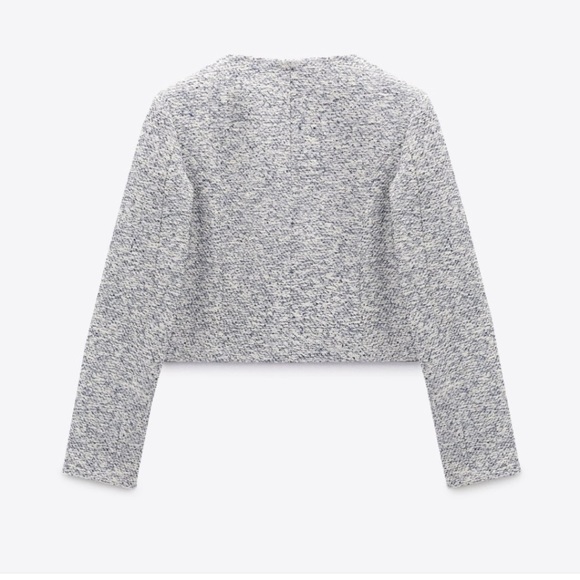 ZARA TEXTURED TWEED BLAZER GOLD BUTTON - Picture 5 of 9